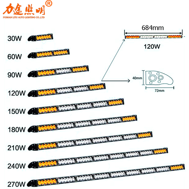 22'' Dual Color Amber/White Wireless Remote Control LED Light Bar Offroad Strobe Flash 120w 11000 Lumen 4X4 Truck Auto Light