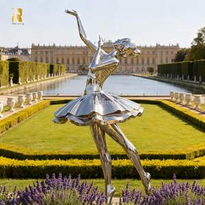 Escultura de Bailarina de Acero Inoxidable de Tamaño Real, Estilo Moderno, para Exteriores, Plazas Públicas y Parques - Product Image 1