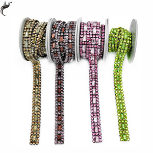Cadena de diamantes de imitación de 5 mm con cuentas rectangulares de vidrio para accesorios de joyería DIY, sombreros, correas de hombro, cordones de zapatos, cinturones y bolsos. - Product Image 3