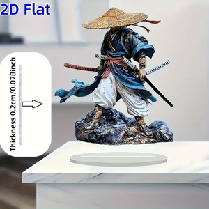 Statua in Acrilico 2D Stile Giapponese, Decorazione per Casa e Ufficio, Artigianato Tradizionale Guerriero con Doppia Spada - Product Image 5
