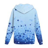 Hoodie Zip Up Pria Motif Langit Berbintang Biru Gradasi Custom, Streetwear Harajuku Kasual Dengan Kantong