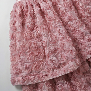 Vestido <span class=keywords><strong>Rosa</strong></span> Sexy con Tirantes y Hombros Descubiertos, Encaje Tridimensional con Rosas, Estilo Francés, Moda Ramadán 2026, Siete Colores - Product Image 5