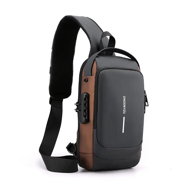 USB Charger Men Crossbody Sling Backpack Antitheft Password Lock Women Sling Bag Messenger Travel Hiking Chest Bag Daypack