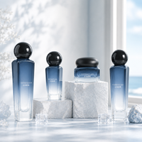 Ensemble de flacons de soin de la peau en verre premium rechargeables et uniques, 50g 40ml 80ml 100ml, élégant récipient cosmétique brun avec bouchon