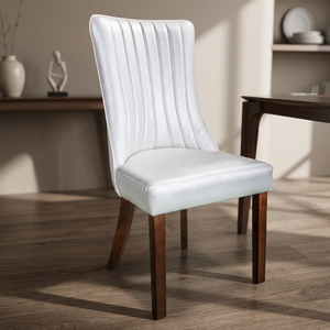 Silla de Comedor de Madera Maciza BAS 2208, Modular, Moderna, de Lujo, con Respaldo Alto de Madera de Caucho, Cuero PU Duradero, Muebles para Sala de Estar - Product Image 3