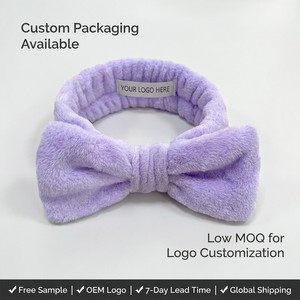Diadema de Terciopelo Suave con Lazo Blanco y Gris en Stock, Empaque Personalizado, Muestra Gratis, Envío Global - Product Image 6