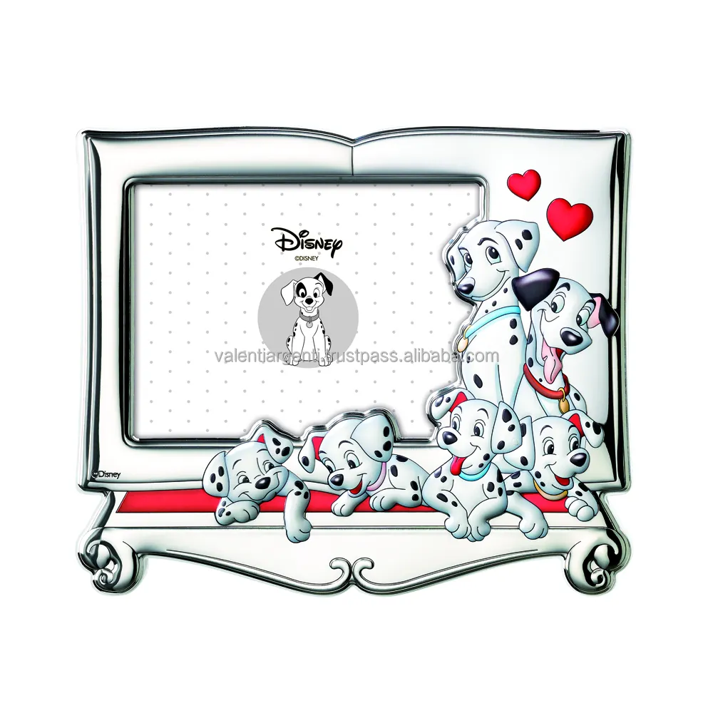 Disney Italiaanse Officiële Wederverkoper 100% Gemaakt In Italië Honden Dalmatiërs Cartoon Zilveren Fotolijst Voor Hele Familie Cadeau Idee