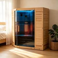 Sauna électrique extérieur moderne en cèdre rouge à infrarouge lointain avec fonction vapeur sèche/humide 9KW pour 2 personnes