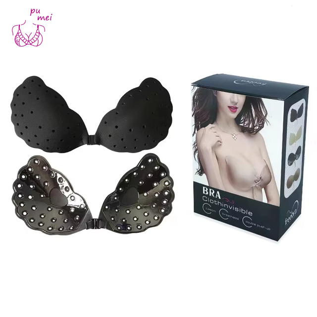 Hollow Breathable Bonded Seamless Brassiere Invisible Push-up Reusable Silicone Bra Without Back Dress Suit Bra