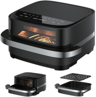 Friteuse à air numérique Anbolife 4L pour pizzas, 10 pouces, 2200W (chauffage supérieur 1600W, chauffage inférieur 500W), moteur DC, 40-230°C, minuterie 12H, tiroir antiadhésif, OEM