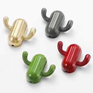 Ganchos de Pared Creativos con Forma de <span class=keywords><strong>Cactus</strong></span>, de Aleación de Zinc Sólida, Multicolores, para Entrada, Baño y Armario - Product Image 2