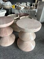 Table basse colonne en pierre rose naturelle moderne avec design intégré pour tables à thé/tables d'appoint dans les villas et les hôtels