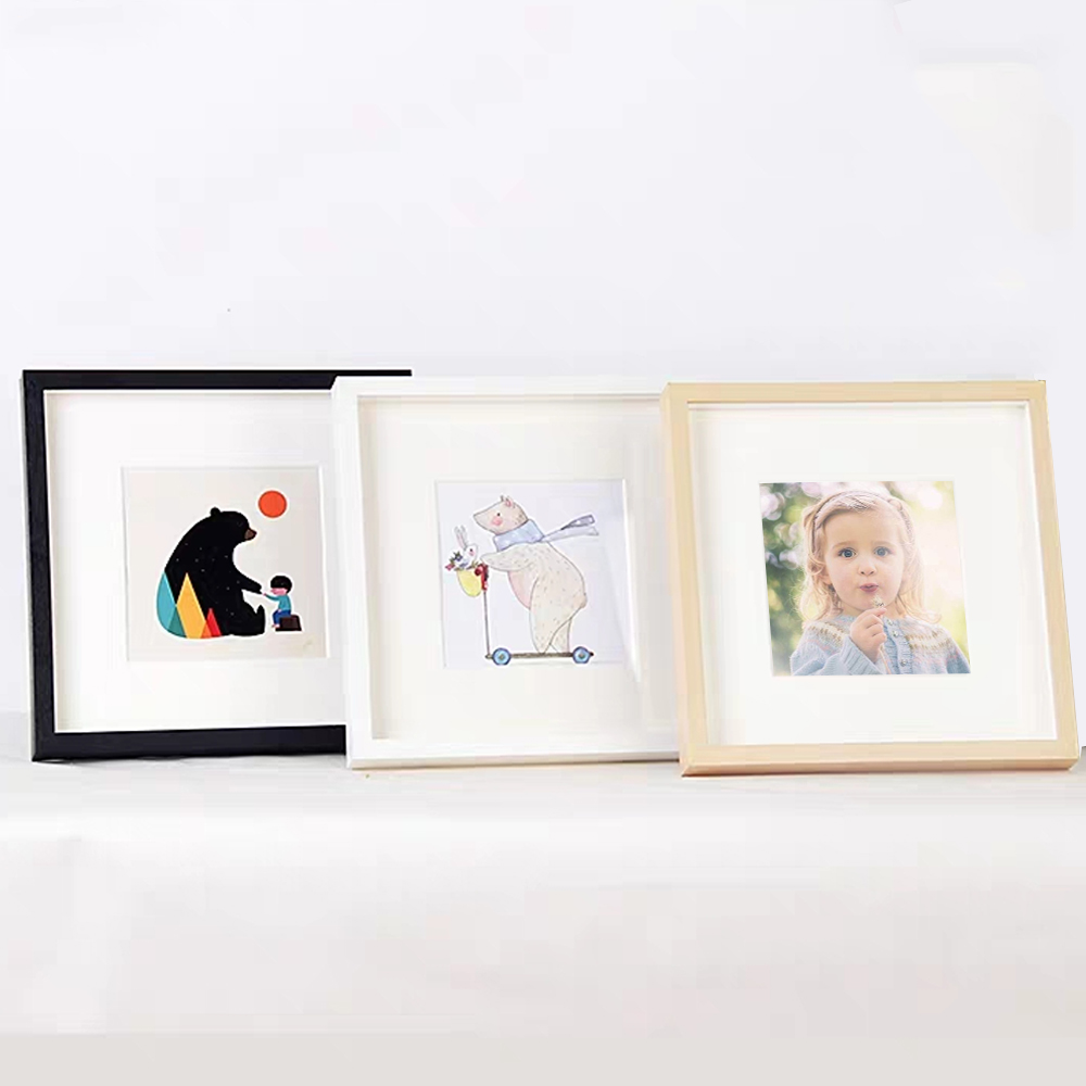 Custom Gift 8*8 White Wall Art 3D Deep Square DIY Wholesale Wooden Shadow Box Photo Frames