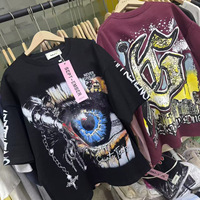 T-shirt imprimé tendance en coton pur lourd (350-400g) à manches courtes pour hommes et femmes, coupe ample, idéal pour l'été – Nouveauté transfrontalière très prisée