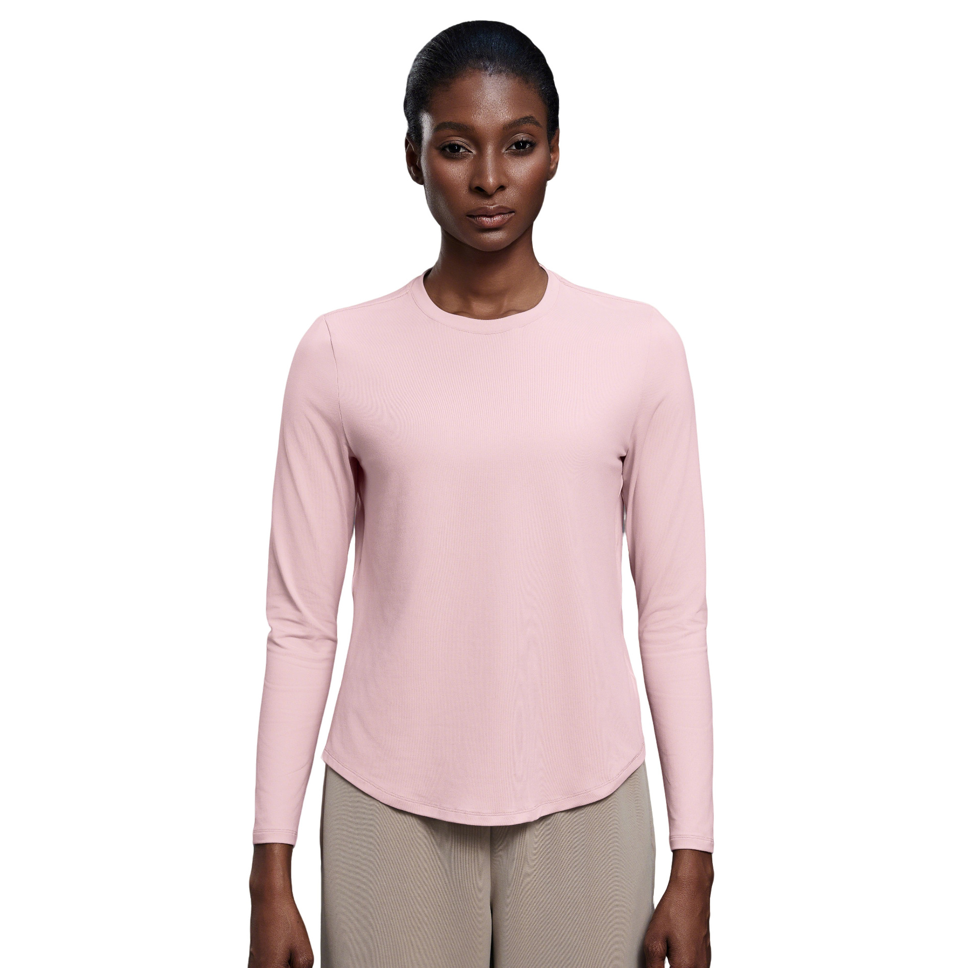 Round-neck Breathable Yoga Wear T-shirt Lightweight Sweat-wicking Fitness Top Casual Versatile Sports Long-sleeved Women's Wear