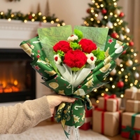 Bouquet de fleurs artificielles en crochet fait main rouge pour mariage, bouquet de mariée, cadeau de remise de diplôme et décoration de maison pour les fêtes