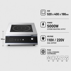 Table de cuisson à induction plate commerciale 5000W 110V 220V, robuste, pour restaurant, hot pot et cuisine professionnelle - Product Image 2
