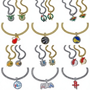 Kalung Liontin Tim Olahraga Grosir Berkualitas Tinggi, Rantai Kuba Lapis Perak/Emas Trendi untuk Pesta Ulang Tahun - Product Image 2