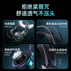 Fouder H1 Over Ear Wired Gaming Headset With <b>Mic</b> <b>For</b> <b>PC</b> Laptop Student Use RGB Lighting - Product Image 5