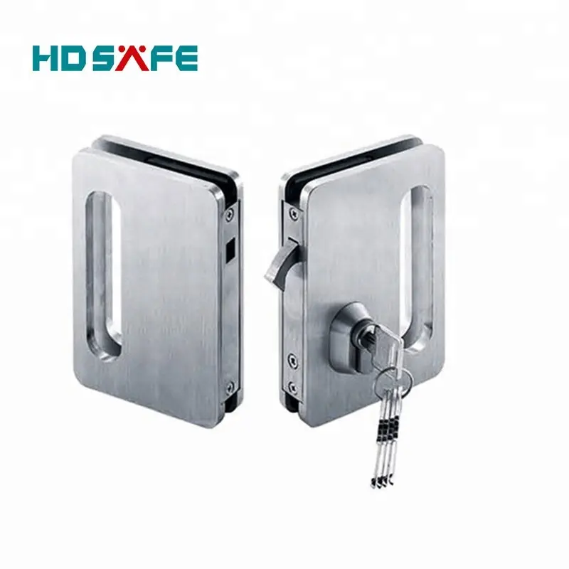 HDSAFE paslanmaz çelik kapı kilidi kolu ile 8-12mm cam sürgülü kapı kanca kilidi ofis mağaza güvenlik alüminyum sürgülü kapı kilidi