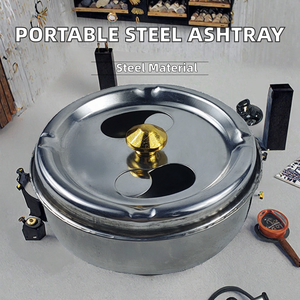 Cendrier rond en acier inoxydable de haute qualité, élégant et poli, avec logo personnalisé - Product Image 2