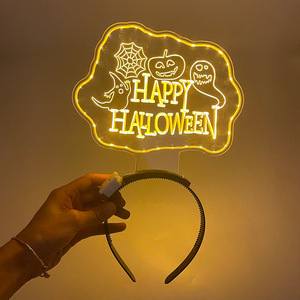 Fascia per Capelli Luminosa Personalizzata a Batteria per Halloween e Capodanno Cinese, Tema Zucca e Fantasma - Product Image 3
