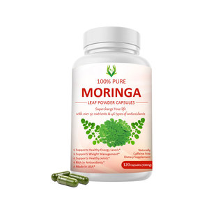 Capsules de Moringa Oleifera en marque propre, 100% naturelles, organiques, antioxydantes, soutien immunitaire, flacons de gélules - Product Image 1
