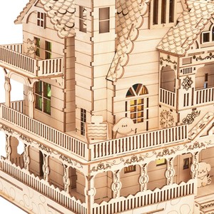 Puzzle 3D in Legno Personalizzato Stile Moderno Villa con Giardino e Cortile per Appassionati di Architettura - Product Image 4