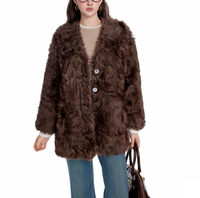 YR1280 accepter personnalisé faire usine vente directe femmes veste d'hiver véritable bouclés mouton agneau manteau de fourrure
