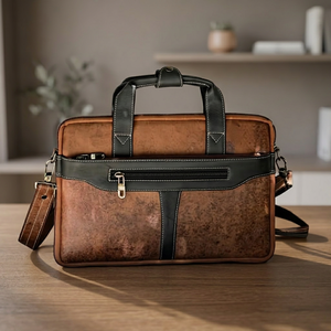 Black Genuine Leather Laptop Briefcase Multifunctional Design Durable Korean Travel Lightweight Waterproof <b>Large</b> Capacity - Product Image 1