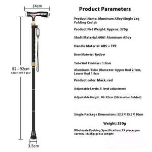 Verstelbare aluminium draagbare wandelstok voor ouderen en gehandicapten, antislip vervangingsstok - Product Image 4