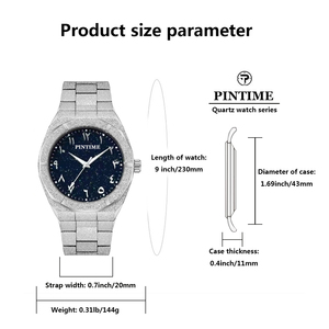 Montre à quartz givré pour hommes en alliage étanche logo personnalisé mode haute qualité chiffres arabes poussière d'étoile de luxe pour hommes - Product Image 6