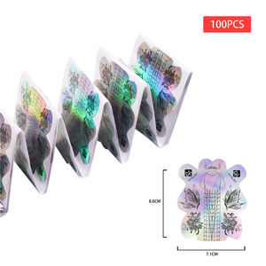 Formes à ongles papillon argentées en papier pour extensions acryliques, support pour gel de construction, usage professionnel en salon - Product Image 3