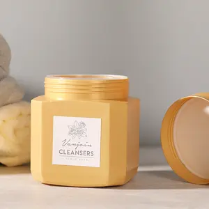 Yeni tasarım altıgen şekilli 50ml 100ml yüz kremi kabı plastik kavanoz vücut fırçalayın vücut Shea yağı losyonu