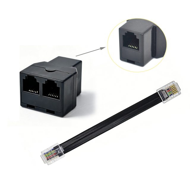 P1 Splitter - 6 Poort RJ12 6P6C Telephone Line Cable Adapter Splitter 1 Male to 2 Female Wiring Communication Cables