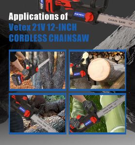 Tronçonneuse sans fil sans balais Vetex Industrial 21V 2000W, 12 pouces, électrique, <span class=keywords><strong>pour</strong></span> la coupe du bois, l'abattage, l'élagage de jardin, Li-ion 4000mAh - Product Image 3