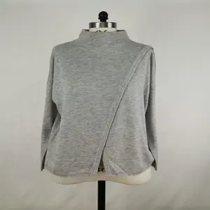 Оптовая продажа, Лидер продаж, высококачественный модный серый женский пуловер с воротником, новый дизайн, женский свитер