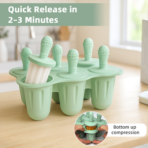 Moules à <span class=keywords><strong>glace</strong></span> réutilisables personnalisés en gros pour enfants, moules à sucettes glacées en silicone à 6 cavités en forme de cône de dessin animé de Noël, bâtonnets de 60 ml sans BPA - Product Image 2