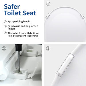 ANGEL Couvercle de siège de toilette moderne blanc en PP, fermeture douce, installation facile, pour <span class=keywords><strong>WC</strong></span> américain adulte, garantie 1 an - Product Image 4