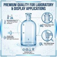 Cloche en verre borosilicate transparent à parois épaisses avec bouchon en verre taillé, équipement scientifique de laboratoire, vente en gros
