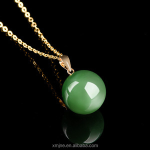 Certifié Épinards Vert Hetian Jade Vert Jade Boule Pendentif 18k Or Naturel Jade Pendentif Collier Pour Hommes Et Femmes - Product Image 3