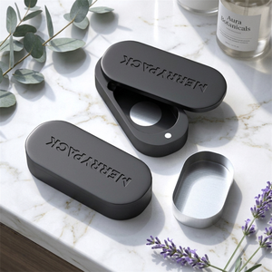 Luxury Solid <b>Perfume</b> Case New Unique Black Recyclable Zinc Alloy Magnetic <b>Container</b> - Product Image 1