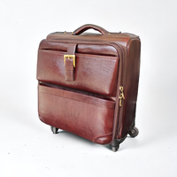 Acheter Chariot à bagages en cuir véritable marron avec poignée réglable Produit tendance fabriqué en usine OEM taille personnalisée disponible