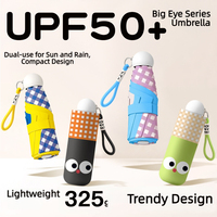 Parapluie de poche portable personnalisé en usine, 8 baleines, 5 plis, en vinyle anti-UV, avec motif de dessin animé mignon et sangle en silicone, pour femmes, filles, garçons, enfants, cadeau de voyage