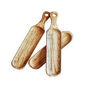 Plato de Servir Ovalado de Madera, Hecho a Mano, Pulido, Diseño Sólido, Juego de Dos, Diseño Minimalista, HASAN CRAFT, para Fiestas - Product Image 1