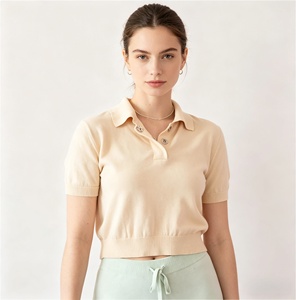 เสื้อโปโลผ้าฝ้าย BCI สำหรับผู้หญิง แขนสั้น ทรงครอป - Product Image 1