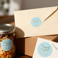 Autocollants Personnalisés « Merci » avec Votre Logo de Marque, Ronds en Vinyle pour Scellage d'Emballages de Petites Entreprises