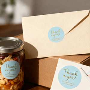Autocollants Personnalisés « Merci » avec Votre Logo de Marque, Ronds en Vinyle pour Scellage d'Emballages de Petites Entreprises - Product Image 2