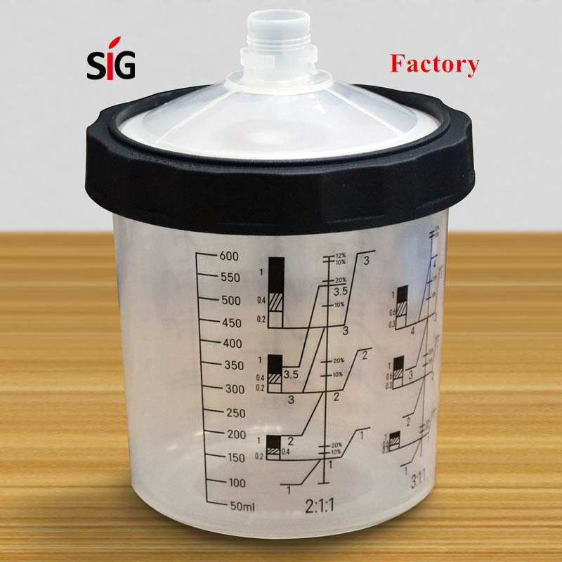 600 мл (650 мл) одноразовый автомобильный стакан для краски с вкладышами, крышками, внешним стаканом и уплотнительным ободом для краскопультов