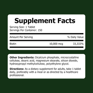 Complément Nutritionnel Personnalisé pour Adultes : Comprimés de Biotine Brute (150 unités) pour la Croissance Capillaire et une Peau Éclatante - Product Image 2